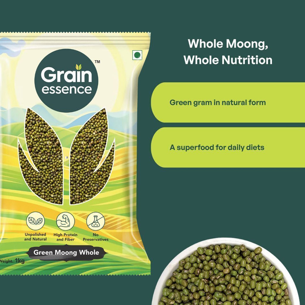 GRAIN ESSENCE Green Moong Dal (Whole) (Whole Pulses) (1 kg) - view 3