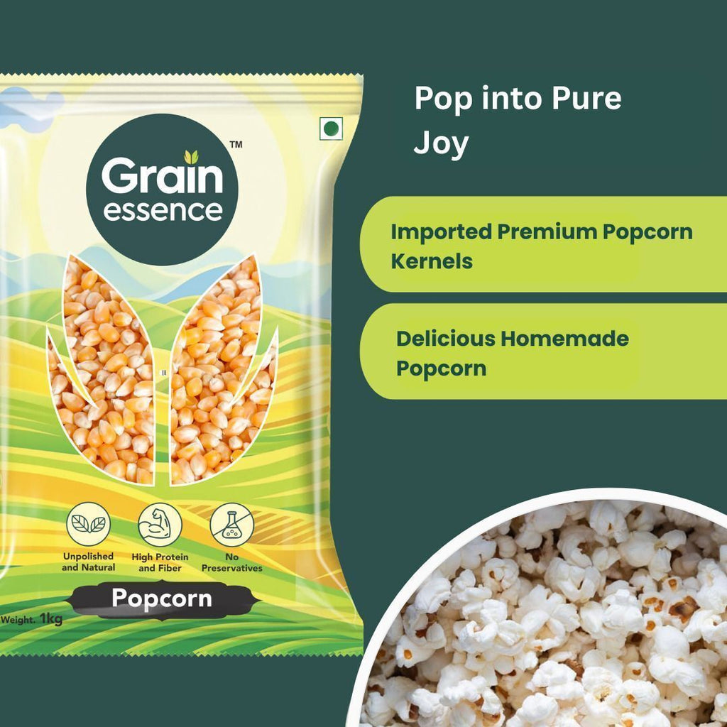 GRAIN ESSENCE Popcorn Kernels, Raw Corn for Fresh Homemade Popcorn Natural Maize Seeds Raw Maize Popcorn (1 kg) - view 3