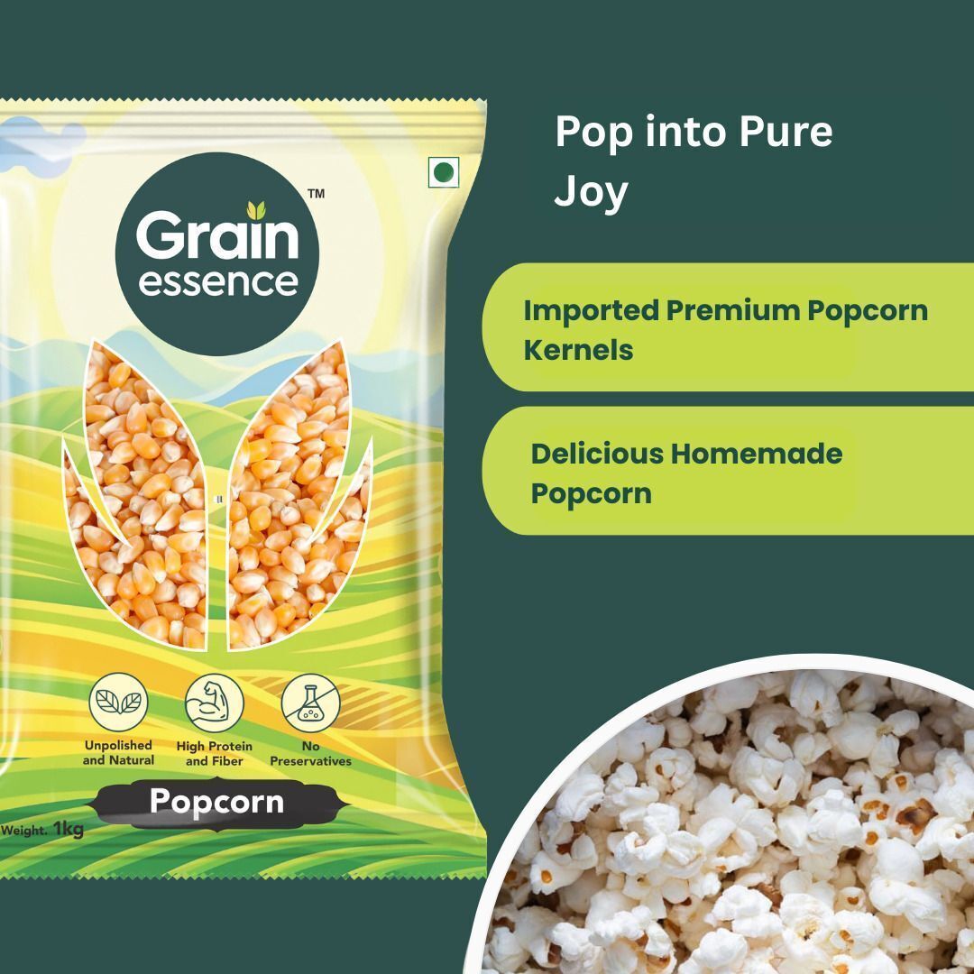 GRAIN ESSENCE Popcorn Kernels, Raw Corn for Fresh Homemade Popcorn Natural Maize Seeds Raw Maize Popcorn (1 kg) - view 3