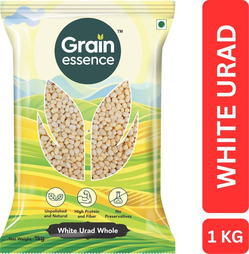 GRAIN ESSENCE White Urad Dal (Whole) (Whole Pulses, Soft and Fluffy Idli, Crispy Dosa) (1 kg)
