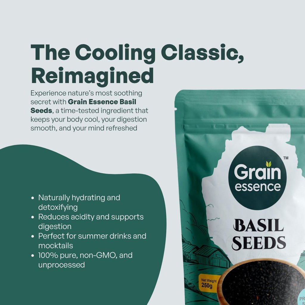 GRAIN ESSENCE Grain Essence Premium Basil Seeds (Sabja Seeds) | 100% Natural, Raw & Unpolished Basil Seeds (100 g) - view 3