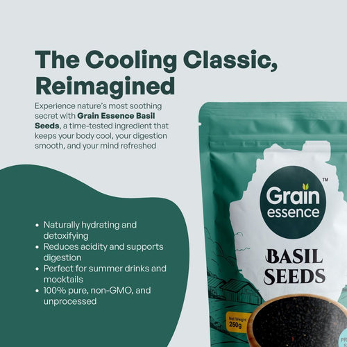 GRAIN ESSENCE Grain Essence Premium Basil Seeds (Sabja Seeds) | 100% Natural, Raw & Unpolished Basil Seeds (100 g) - view 3