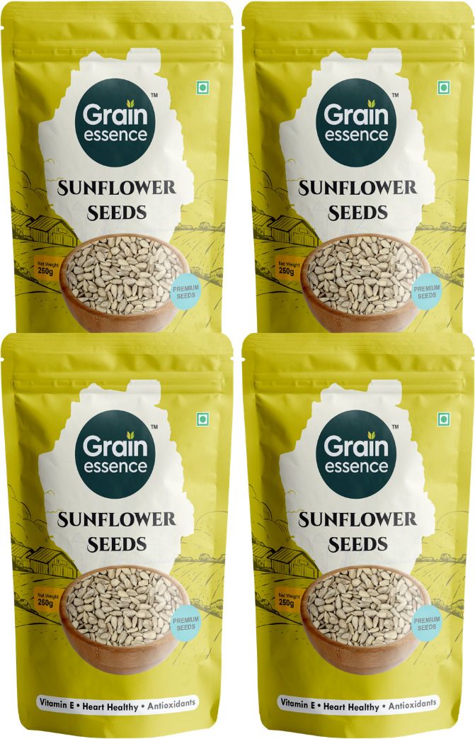 GRAIN ESSENCE Grain Essence Premium Sunflower Seeds | 100% Natural, Raw & Unroasted | Sunflower Seeds (4 x 250 g)