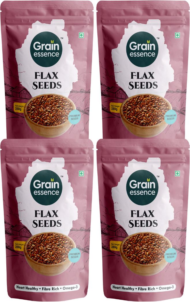 GRAIN ESSENCE Premium Flax Seeds | 100% Natural, Raw & Unpolished | Brown Flax Seeds Brown Flax Seeds (4 x 250 g)