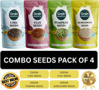 GRAIN ESSENCE Combo Pack of 4x250g Chia Seeds, Flax Seeds, Pumpkin Seeds, Sunflower Seeds Chia Seeds, Brown Flax Seeds, Pumpkin Seeds, Sunflower Seeds (4 x 250 g)