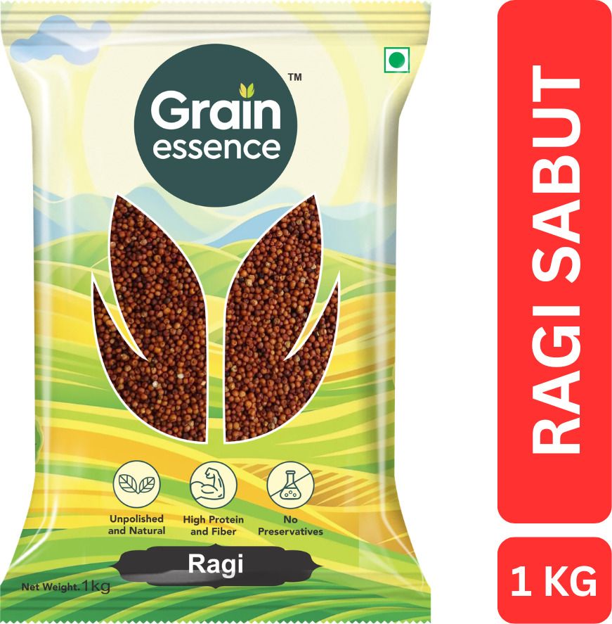 GRAIN ESSENCE Ragi (Finger Millet) | Calcium Rich, High Fibre, Iron Rich | Gluten-Free (1 kg) Finger Millet (1000 g)