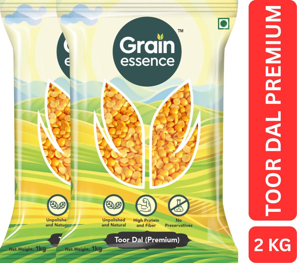 GRAIN ESSENCE Yellow Toor/Arhar Dal (Split) (Split Dal, Premium Quality, Unpolished) (2 kg)