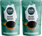 GRAIN ESSENCE Grain Essence Premium Basil Seeds (Sabja Seeds) | 100% Natural, Raw & Unpolished Basil Seeds (2 x 100 g)