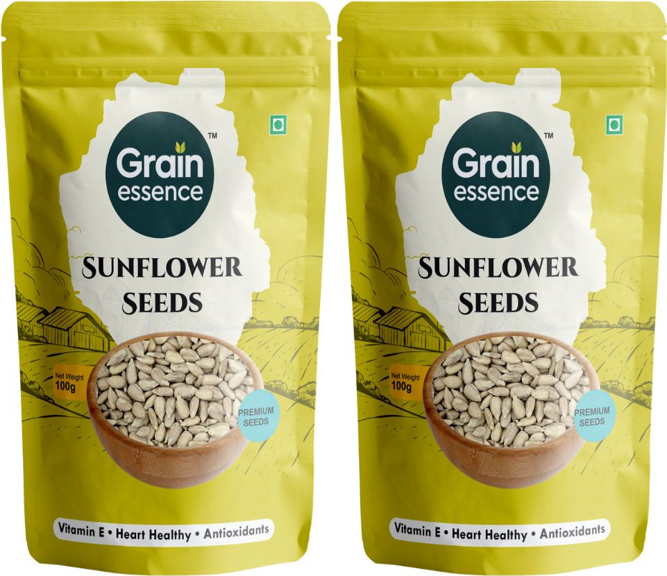GRAIN ESSENCE Grain Essence Premium Sunflower Seeds | 100% Natural, Raw & Unroasted | Sunflower Seeds (2 x 100 g)
