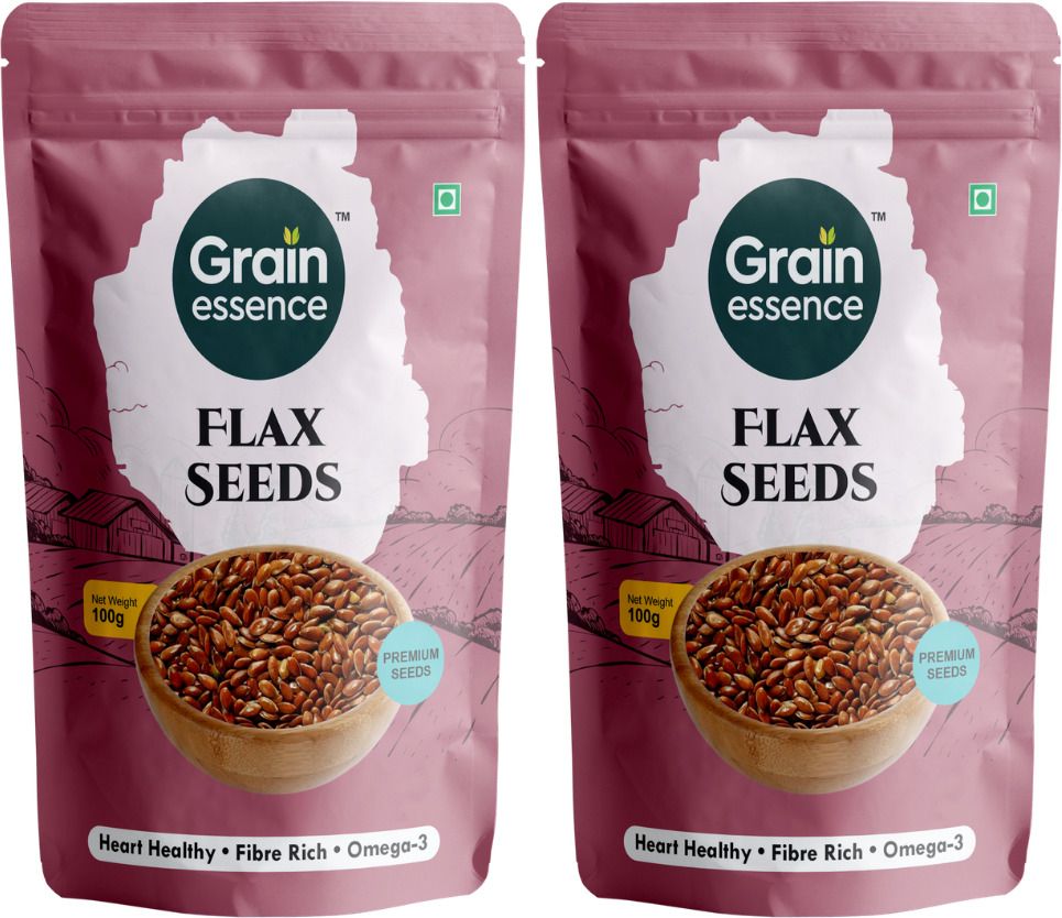 GRAIN ESSENCE Premium Flax Seeds | 100% Natural, Raw & Unpolished | Brown Flax Seeds Brown Flax Seeds (2 x 100 g)