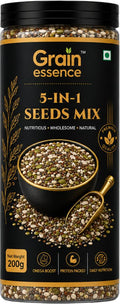 GRAIN ESSENCE Grain Essence 5-in-1 Seed Mix | Chia, Flax, Pumpkin, Sunflower & Watermelon Seed Brown Flax Seeds, Chia Seeds, Pumpkin Seeds, Sunflower Seeds, Watermelon Seeds (200 g)