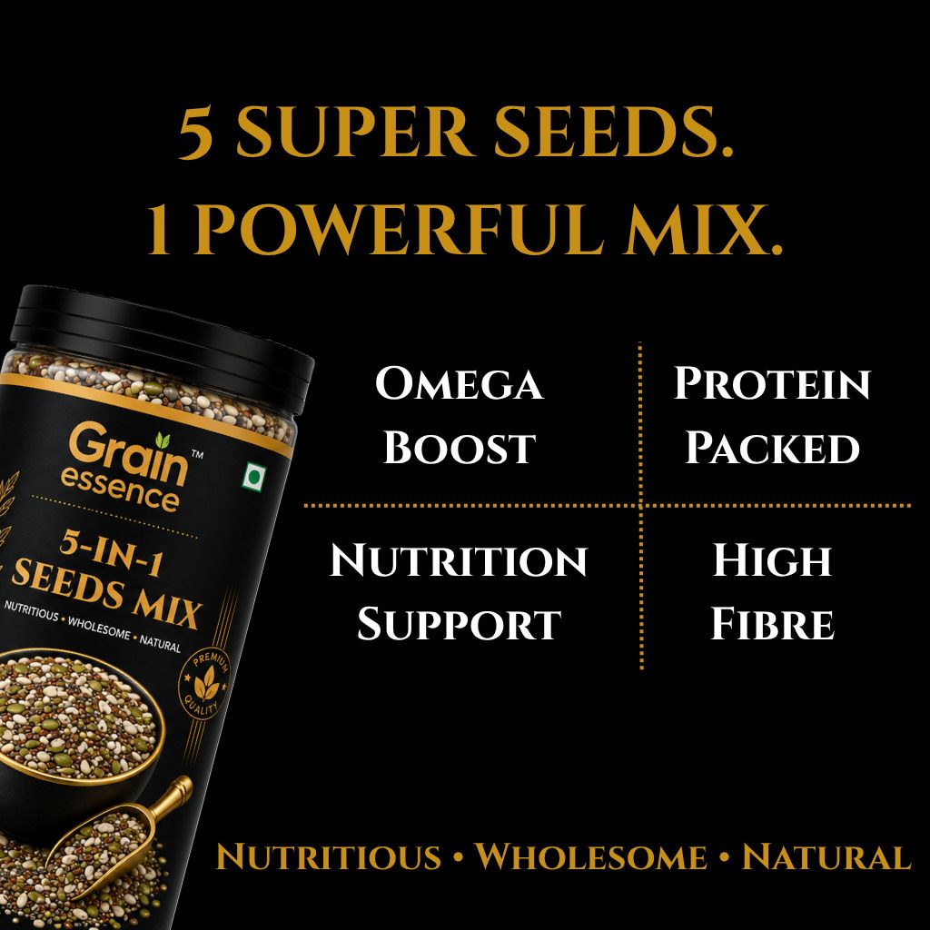 GRAIN ESSENCE Grain Essence 5-in-1 Seed Mix | Chia, Flax, Pumpkin, Sunflower & Watermelon Seed Brown Flax Seeds, Chia Seeds, Pumpkin Seeds, Sunflower Seeds, Watermelon Seeds (200 g) - view 4
