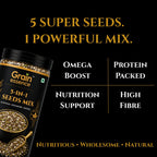 GRAIN ESSENCE Grain Essence 5-in-1 Seed Mix | Chia, Flax, Pumpkin, Sunflower & Watermelon Seed Brown Flax Seeds, Chia Seeds, Pumpkin Seeds, Sunflower Seeds, Watermelon Seeds (200 g) - view 4