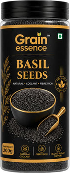 GRAIN ESSENCE Grain Essence Premium Basil Seeds (Sabja Seeds) | 100% Natural, Raw & Unpolished Basil Seeds (200 g)