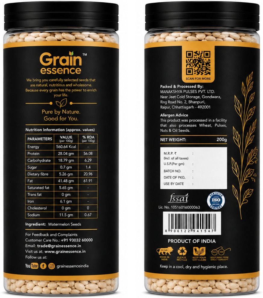 GRAIN ESSENCE GRAIN ESSENCE Premium Chia, Flax, Pumpkin, Sunflower, Watermelon Seeds Combo Chia Seeds, Brown Flax Seeds, Pumpkin Seeds, Sunflower Seeds, Watermelon Seeds (5 x 200 g) - view 6