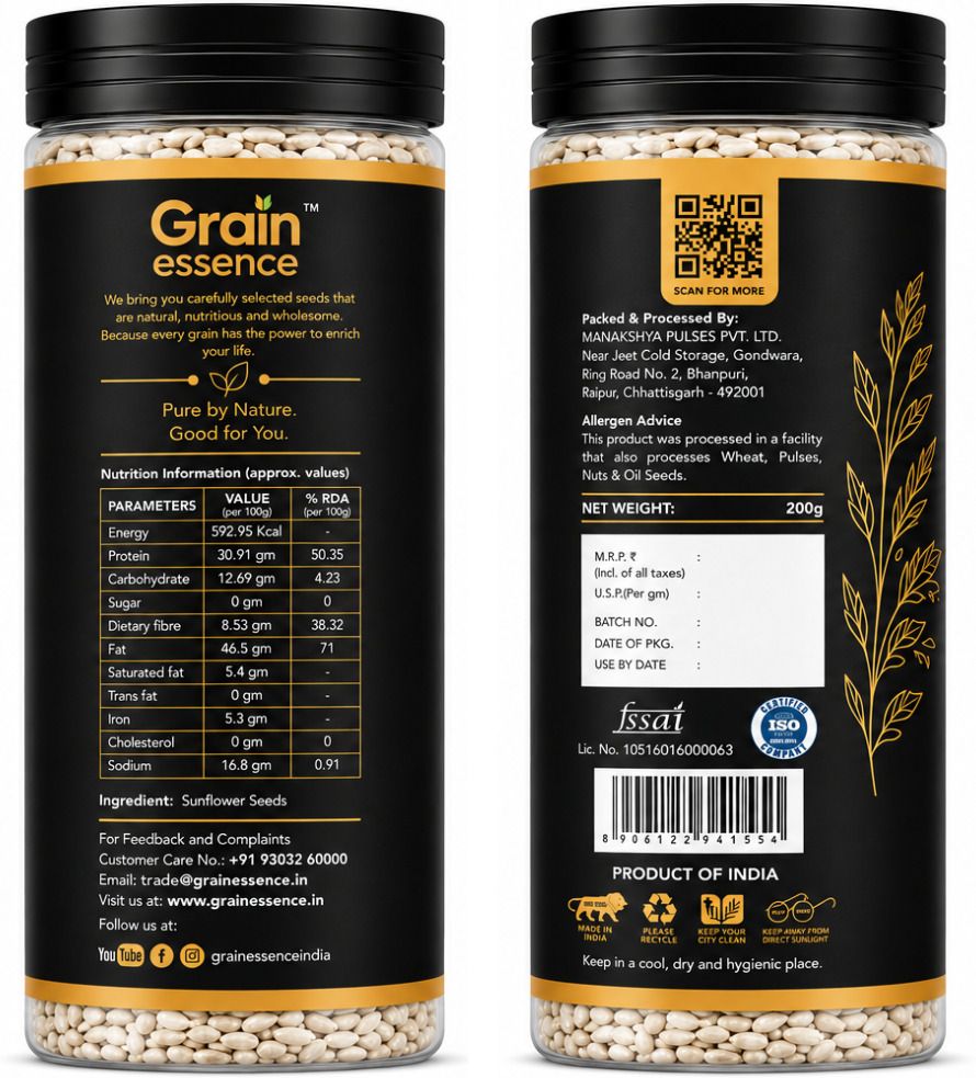 GRAIN ESSENCE GRAIN ESSENCE Premium Combo Chia Seed, Flax Seed, Pumpkin Seed, Sunflower Seed Chia Seeds, Brown Flax Seeds, Pumpkin Seeds, Sunflower Seeds (4 x 200 g) - view 5