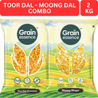 GRAIN ESSENCE Yellow Combo (Split) (Toor Dal + Moong Dal Combo, Premium Quality, Unpolished Dal, 2kg Value Pack) (2000 g)