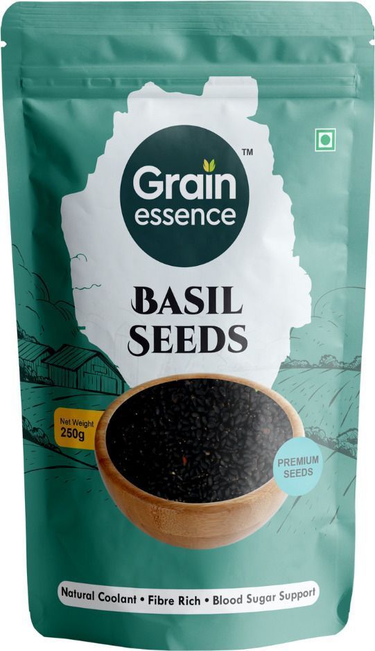 GRAIN ESSENCE Grain Essence Premium Basil Seeds (Sabja Seeds) | 100% Natural, Raw & Unpolished Basil Seeds (250 g)