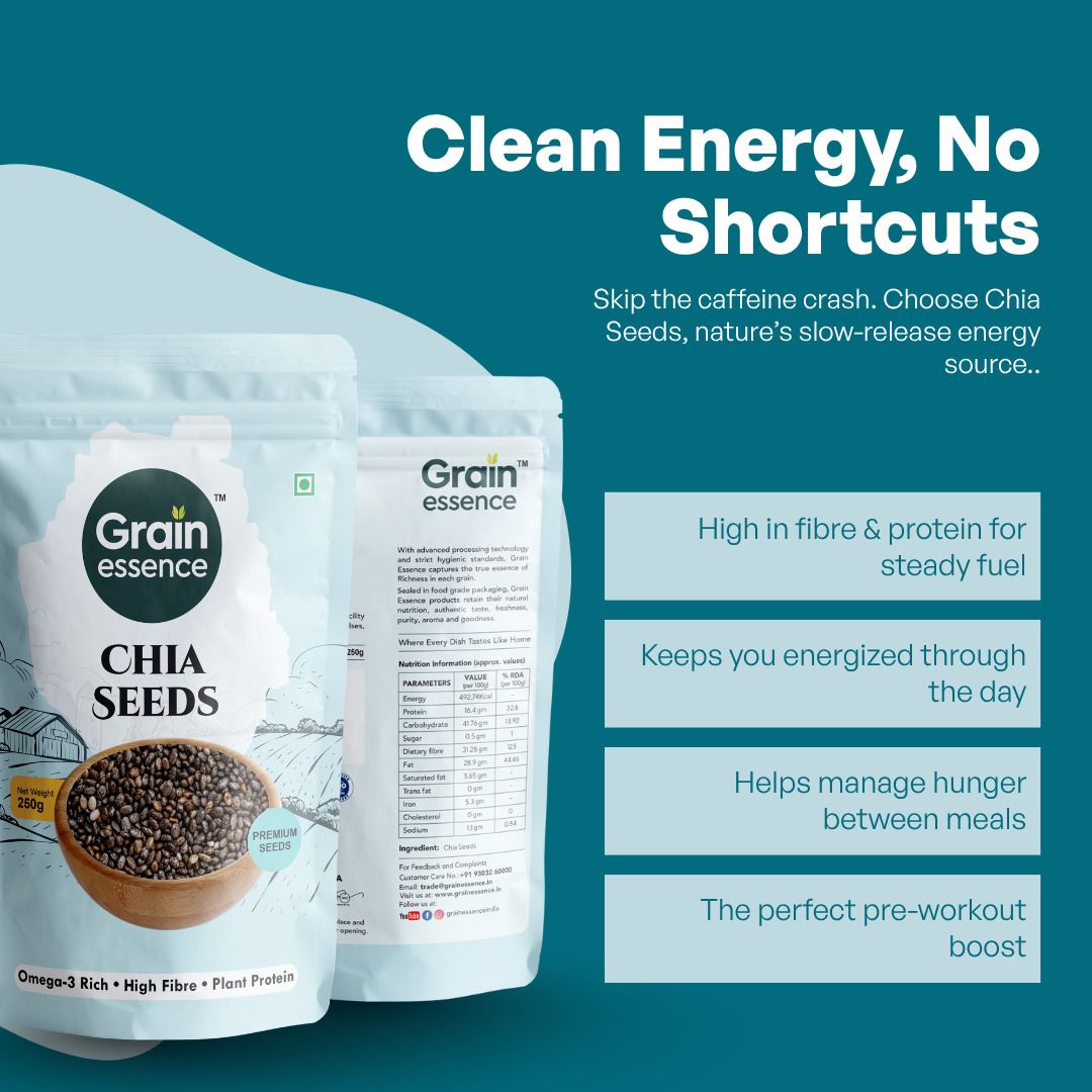 GRAIN ESSENCE Grain Essence Chia & Flax Seeds Combo | 100% Natural, Raw & Unpolished Superfood Chia Seeds, Brown Flax Seeds (2 x 250 g) - view 5