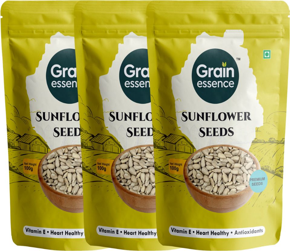 GRAIN ESSENCE Grain Essence Premium Sunflower Seeds | 100% Natural, Raw & Unroasted | Sunflower Seeds (3 x 100 g)