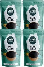 GRAIN ESSENCE Grain Essence Premium Basil Seeds (Sabja Seeds) | 100% Natural, Raw & Unpolished Basil Seeds (4 x 100 g)