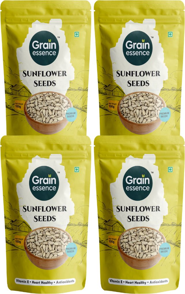 GRAIN ESSENCE Grain Essence Premium Sunflower Seeds | 100% Natural, Raw & Unroasted | Sunflower Seeds (4 x 100 g)
