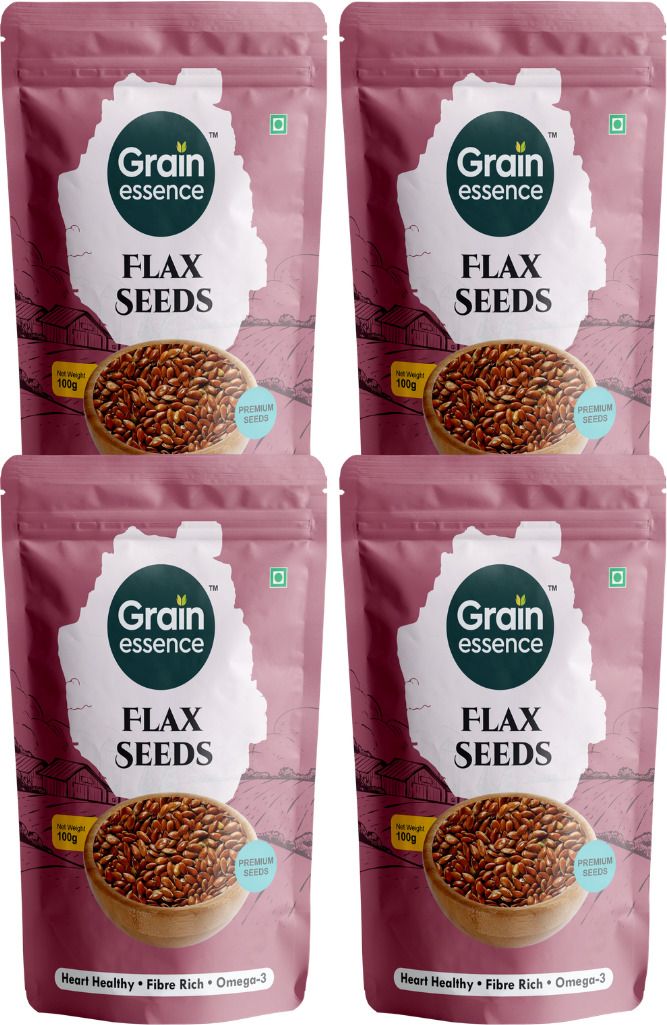 GRAIN ESSENCE Premium Flax Seeds | 100% Natural, Raw & Unpolished | Brown Flax Seeds Brown Flax Seeds (4 x 100 g)