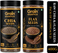 GRAIN ESSENCE Grain Essence Chia & Flax Seeds Combo | 100% Natural, Raw & Unpolished Superfood Chia Seeds, Brown Flax Seeds (2 x 200 g)