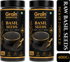 GRAIN ESSENCE Grain Essence Premium Basil Seeds (Sabja Seeds) | 100% Natural, Raw & Unpolished Basil Seeds (2 x 200 g)