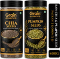 GRAIN ESSENCE GRAIN ESSENCE Premium Chia Seed + Pumpkin Seed Combo | Omega 3 Rich | High Fibre Chia Seeds, Pumpkin Seeds (2 x 200 g)