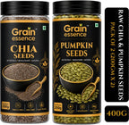 GRAIN ESSENCE GRAIN ESSENCE Premium Chia Seed + Pumpkin Seed Combo | Omega 3 Rich | High Fibre Chia Seeds, Pumpkin Seeds (2 x 200 g)