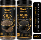 GRAIN ESSENCE Grain Essence Premium Chia Seeds & Basil Seeds Combo Basil Seeds, Chia Seeds (2 x 200 g)