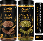GRAIN ESSENCE GRAIN ESSENCE Premium Combo of Flax Seeds & Pumpkin Seeds | Brown Flax Seeds, Pumpkin Seeds (2 x 200 g)