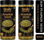 GRAIN ESSENCE Grain Essence Premium Raw Pumpkin Seeds | 100% Natural, Unroasted & Unpolished | Pumpkin Seeds (2 x 200 g)
