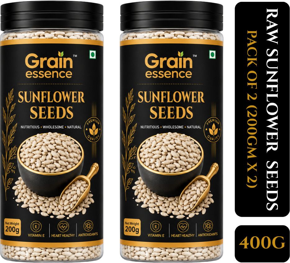 GRAIN ESSENCE Grain Essence Premium Sunflower Seeds | 100% Natural, Raw & Unroasted | Sunflower Seeds (2 x 200 g)