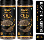 GRAIN ESSENCE Premium Chia Seeds | 100% Natural, Raw & Unpolished Superfood Chia Seeds (2 x 200 g)