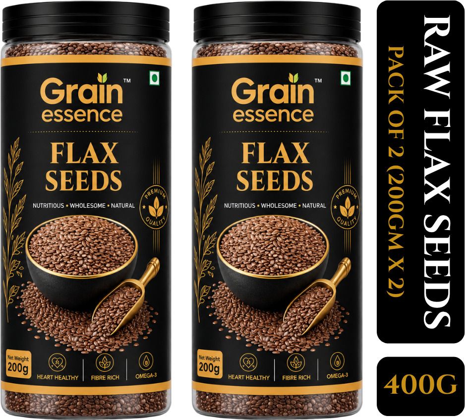 GRAIN ESSENCE Premium Flax Seeds | 100% Natural, Raw & Unpolished | Brown Flax Seeds Brown Flax Seeds (2 x 200 g)