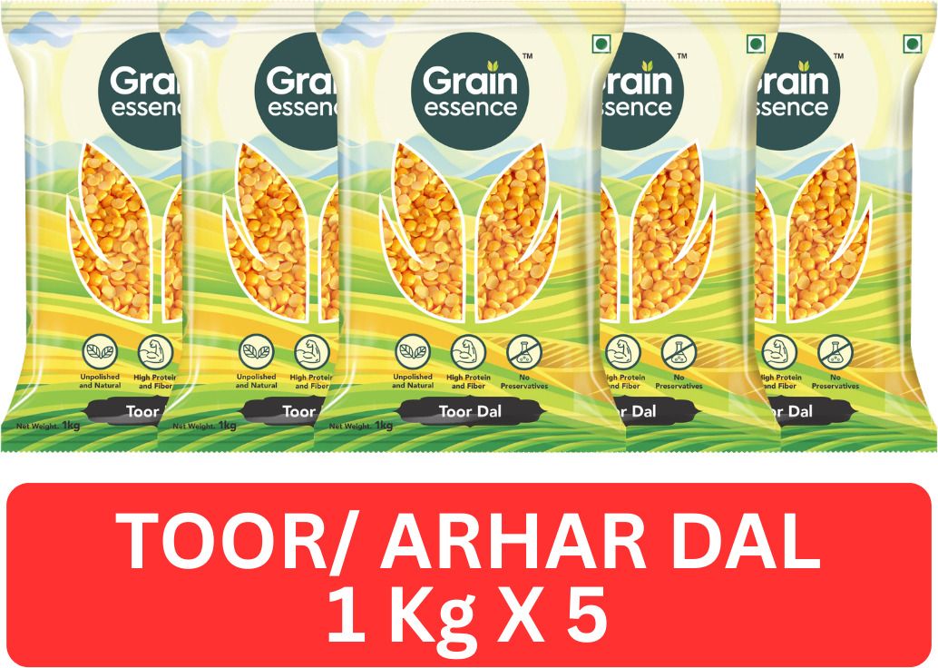 GRAIN ESSENCE Yellow Toor/Arhar Dal (Split) (Split Dal, Premium Quality, Unpolished Dal) (5 kg)