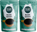 GRAIN ESSENCE Grain Essence Premium Basil Seeds (Sabja Seeds) | 100% Natural, Raw & Unpolished Basil Seeds (2 x 250 g)