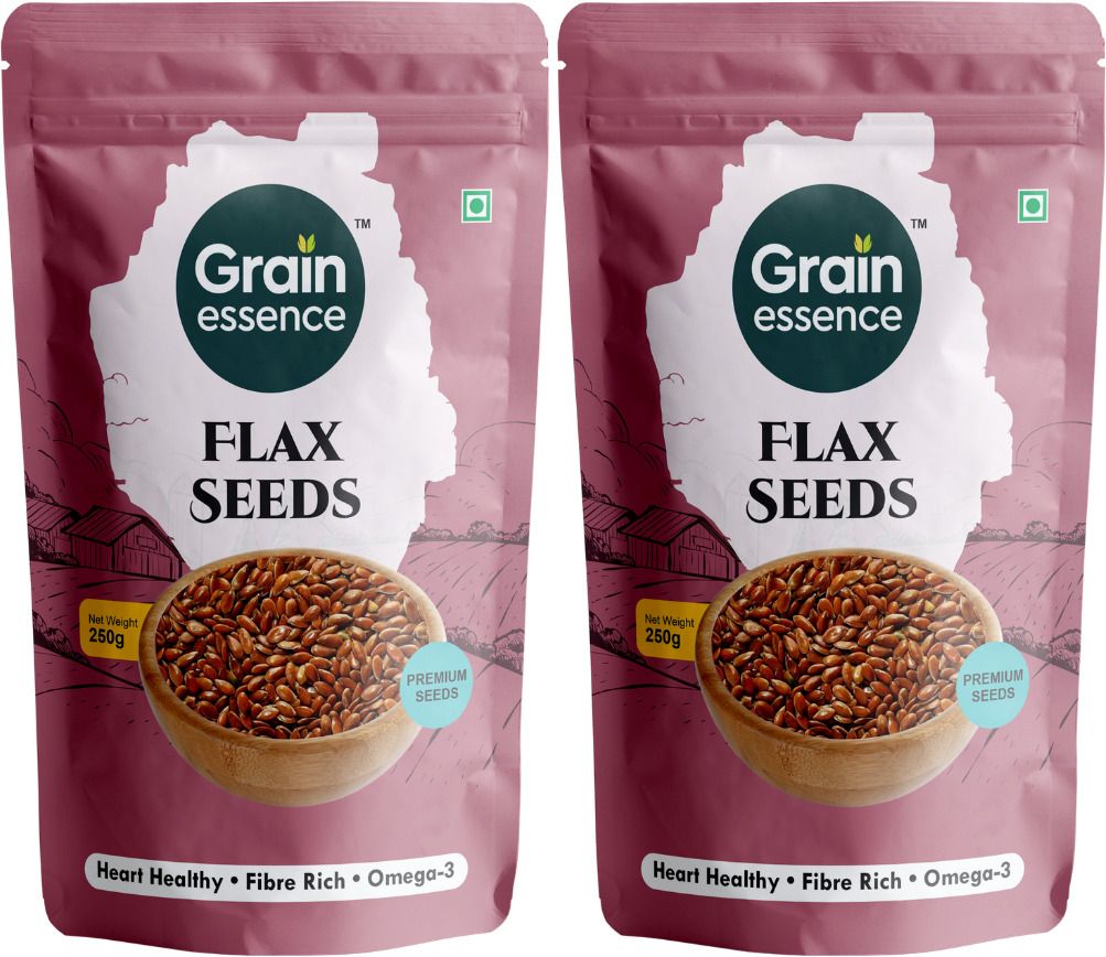 GRAIN ESSENCE Premium Flax Seeds | 100% Natural, Raw & Unpolished | Brown Flax Seeds Brown Flax Seeds (2 x 250 g)