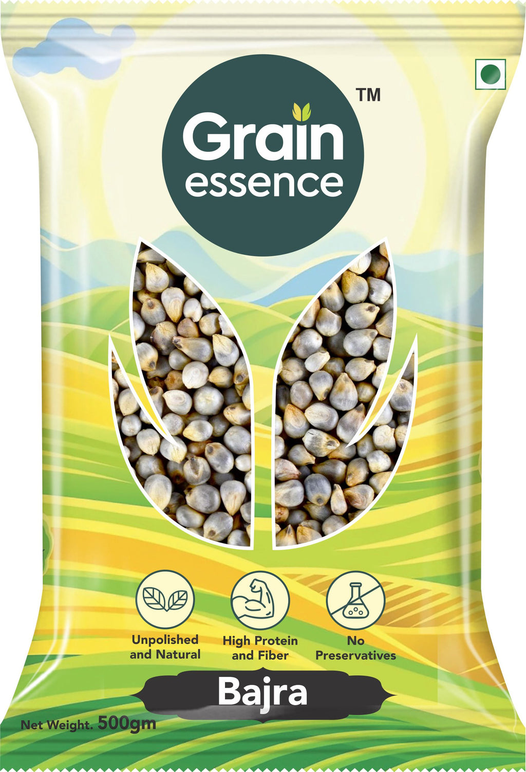 GRAIN ESSENCE Bajra Unpolished Pearl Millet, Gluten Free Whole Grain, Bajra for Rotis, Khichdi Pearl Millet (500 g)