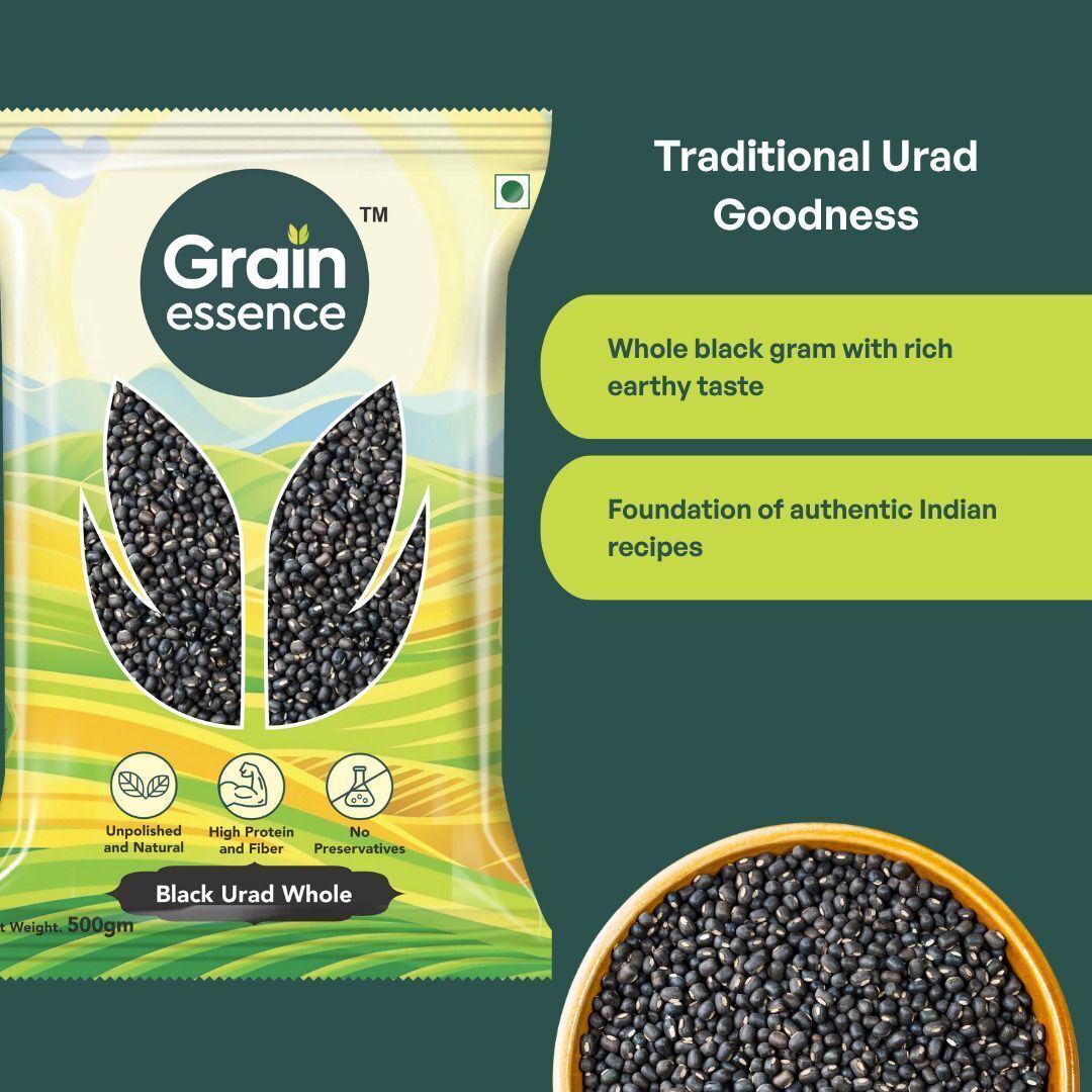 GRAIN ESSENCE Black Urad Gota (Whole) (Whole Pulses) (500 g) - view 3