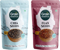 GRAIN ESSENCE Grain Essence Chia & Flax Seeds Combo | 100% Natural, Raw & Unpolished Superfood Chia Seeds, Brown Flax Seeds (2 x 250 g)