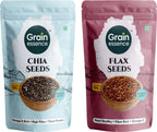 GRAIN ESSENCE Grain Essence Chia & Flax Seeds Combo | 100% Natural, Raw & Unpolished Superfood Chia Seeds, Brown Flax Seeds (2 x 250 g)