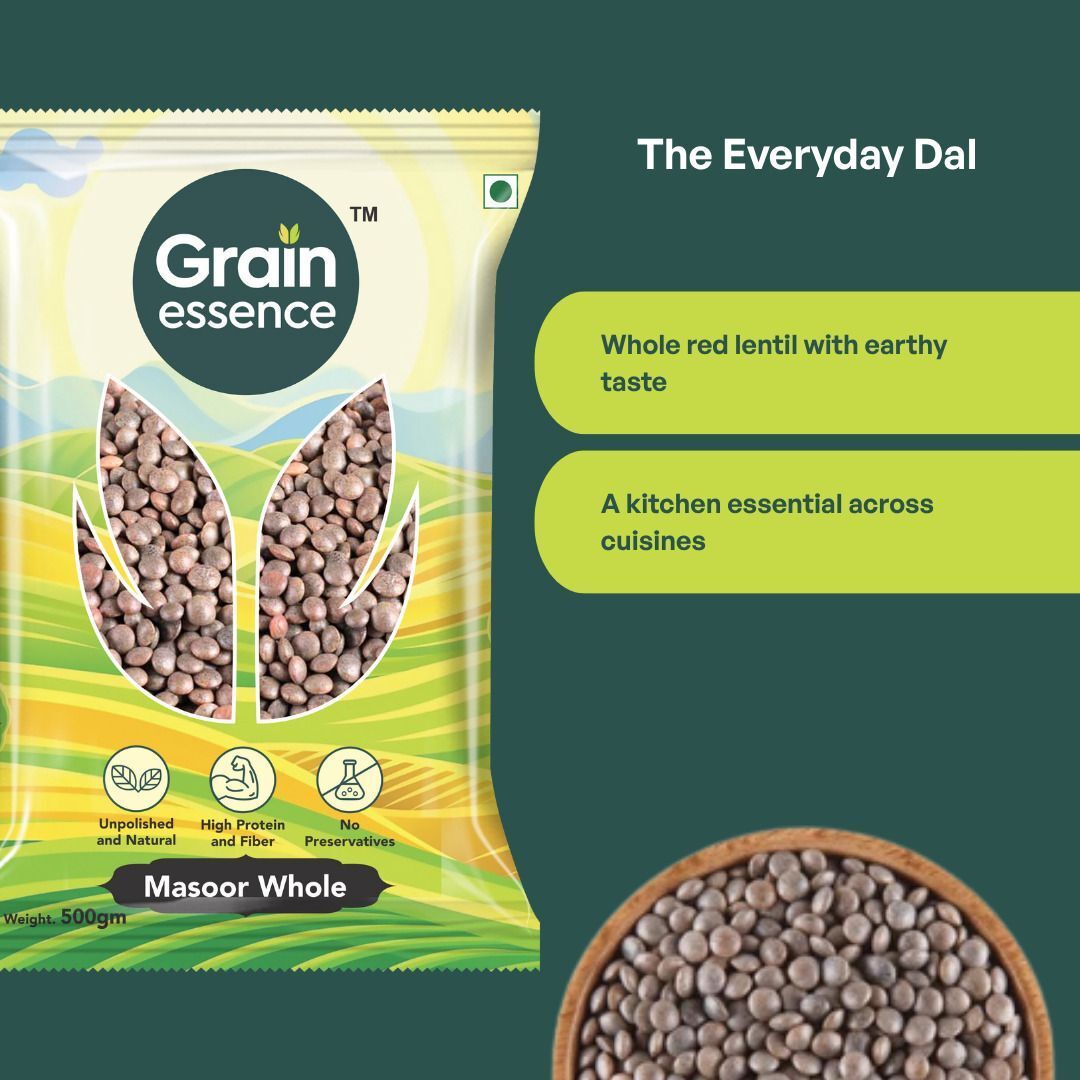 GRAIN ESSENCE Masoor Dal (Whole) (Unpolished, Best Quality, Kala Masoor) (500 g) - view 3