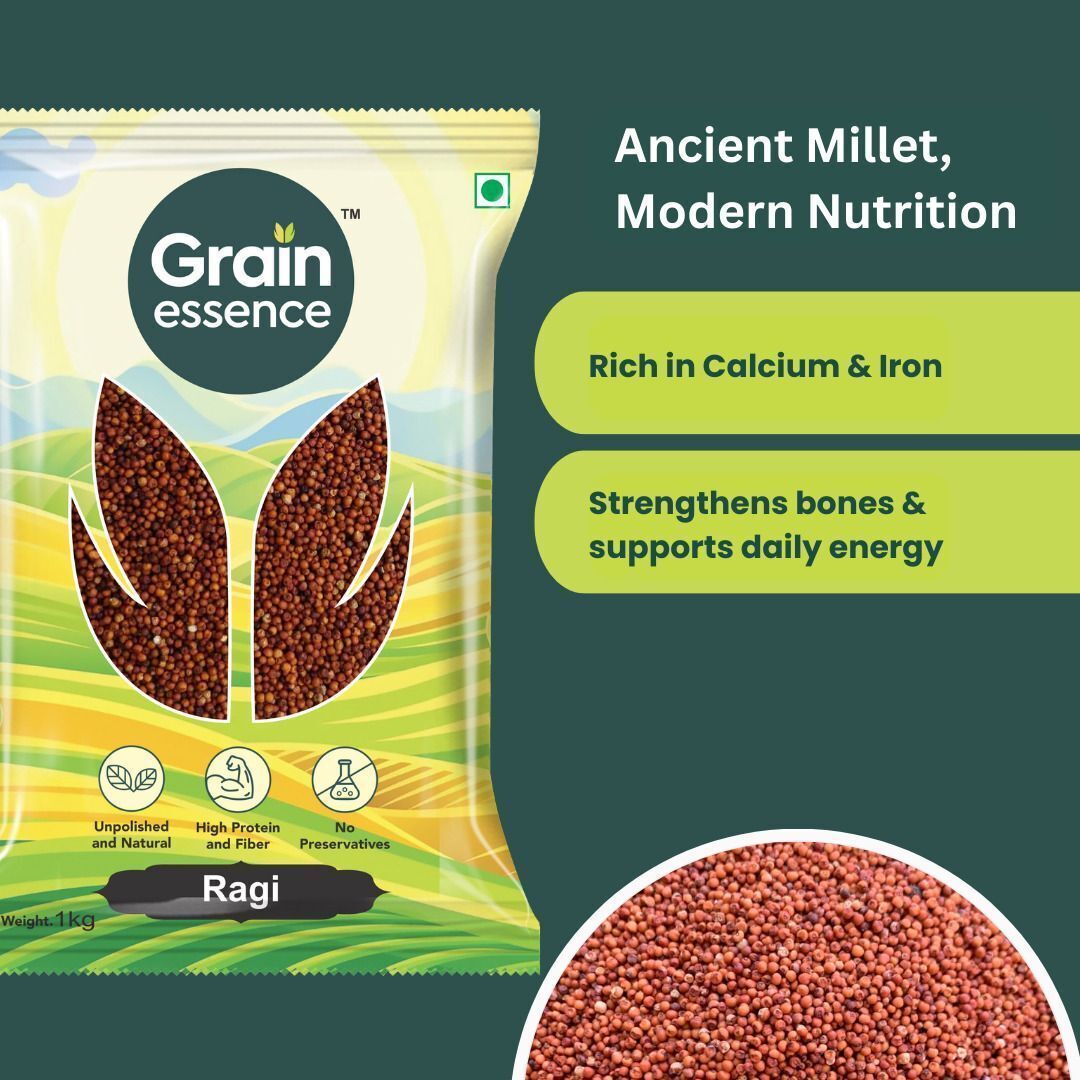 GRAIN ESSENCE Ragi (Finger Millet) | Calcium Rich, High Fibre, Iron Rich | Gluten-Free (1 kg) Finger Millet (1000 g) - view 3