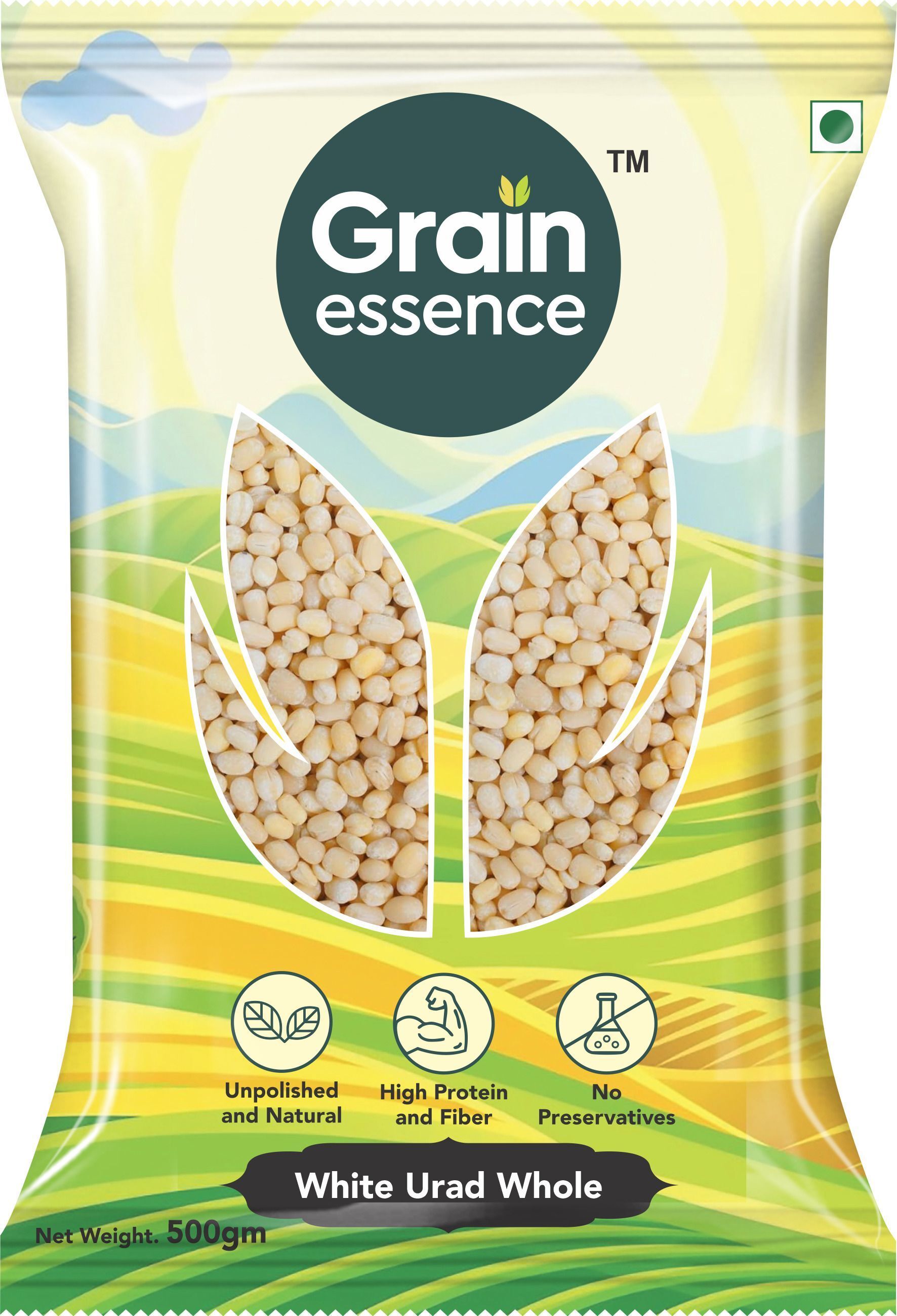 GRAIN ESSENCE White Urad Dal (Whole) (Whole Pulses) (500 g)