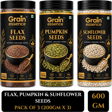 Flax Seeds, Pumpkin Seeds and Sunflower Seeds Jar Combo