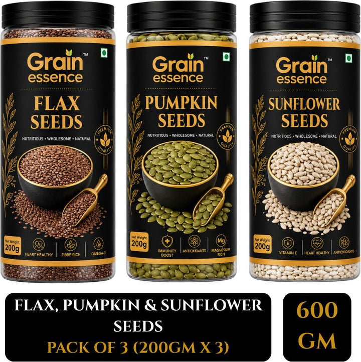 Flax Seeds, Pumpkin Seeds and Sunflower Seeds Jar Combo