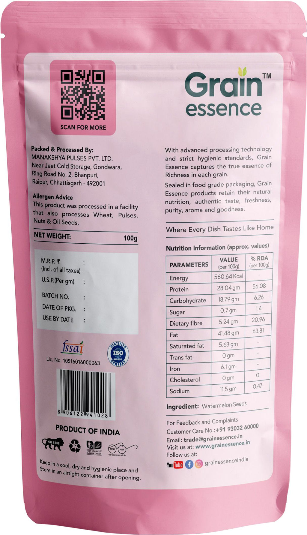 GRAIN ESSENCE Grain Essence Super Seeds Combo | Pumpkin Seeds, Watermelon Seeds, Sunflower Seeds, Brown Chia Seeds, Basil Seeds, Brown Flax Seeds (6 x 100 g) - view 8